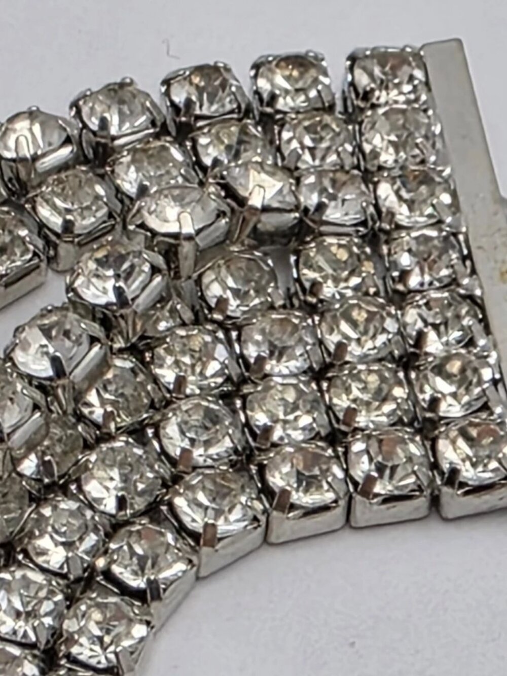 Silver Tone 7 Row Clear Rhinestone Tennis Bib Collar Necklace Statement 17 In - Picture 8 of 10